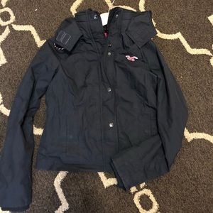 Hollister dark blue all weather jacket